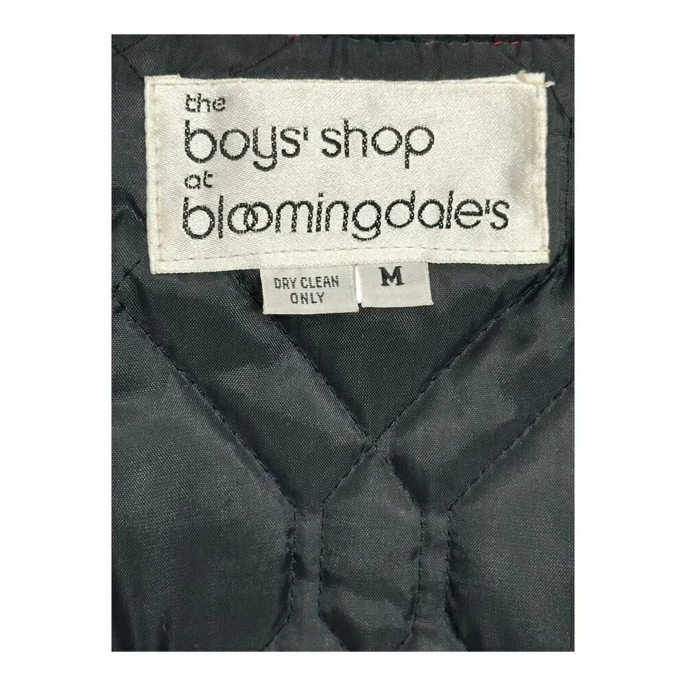 Bloomingdale's Varsity Jacket Boys Medium Red‎ Black Excellent World Staff Patch